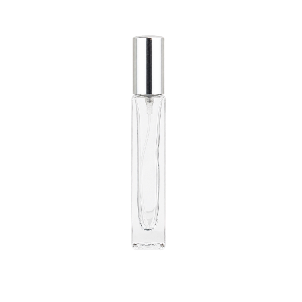 Frasco de vidro 10 ml na cor Prata / Transparente, personalizado com a logo da empresa