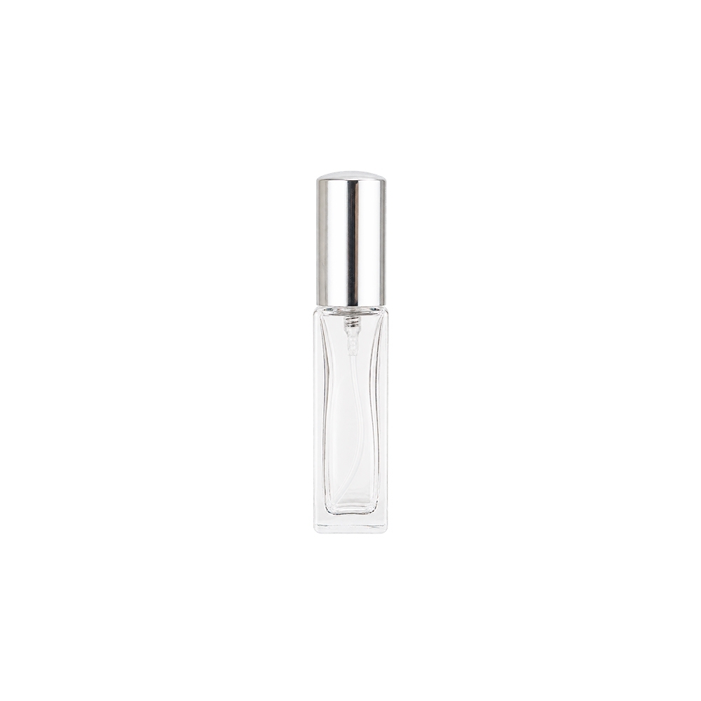 Frasco de vidro 10 ml na cor Prata / Transparente, personalizado com a logo da empresa