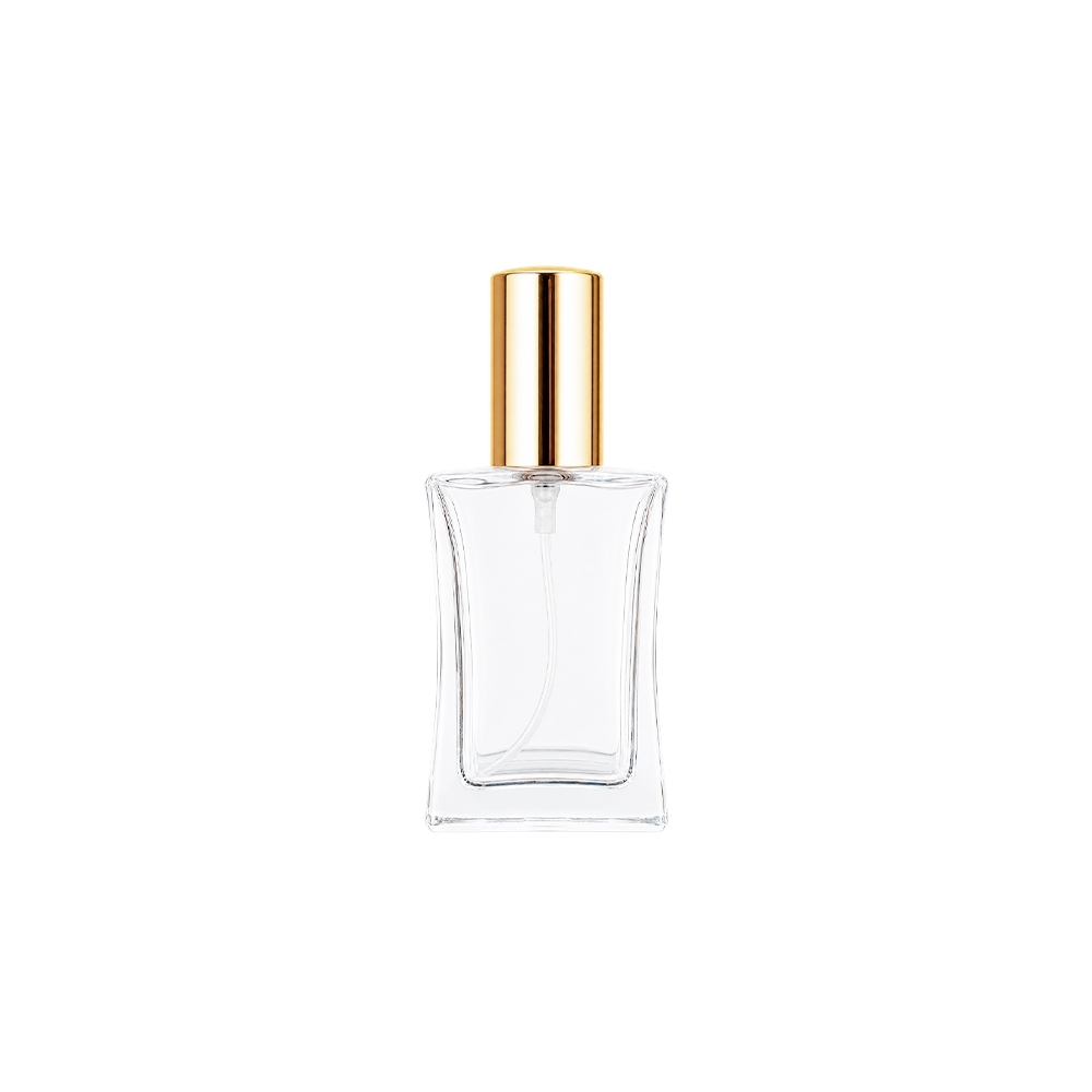 Frasco de vidro 20 ml na cor Dourado / Transparente, personalizado com a logo da empresa