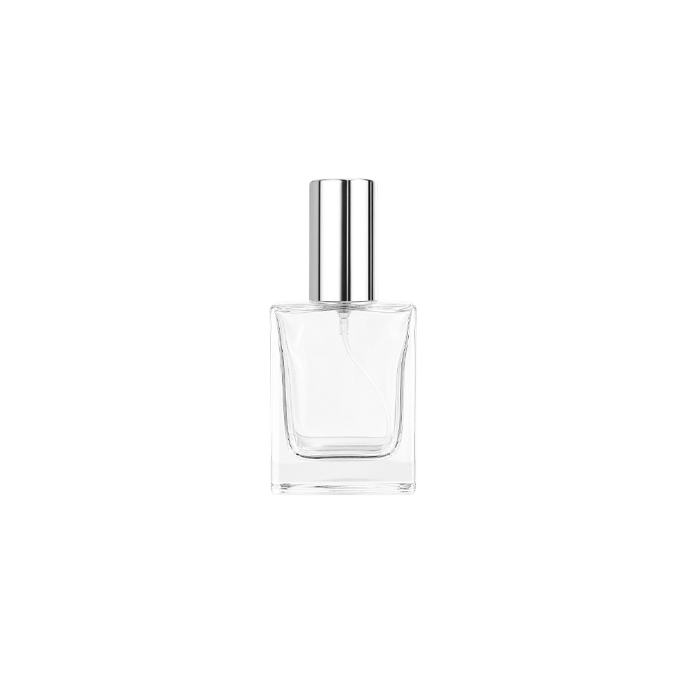 Frasco de vidro 30 ml na cor Prata / Transparente, personalizado com a logo da empresa