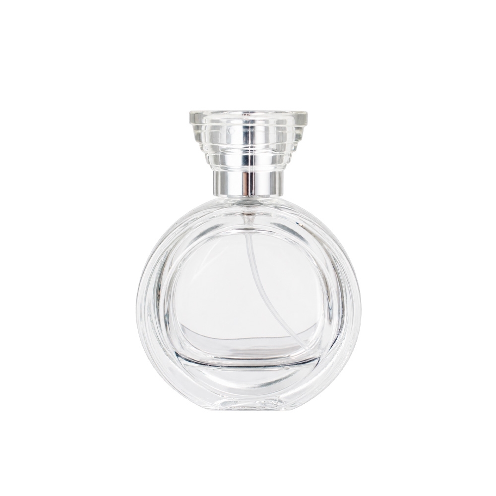 Frasco de vidro 60 ml na cor Prata / Transparente, personalizado com a logo da empresa