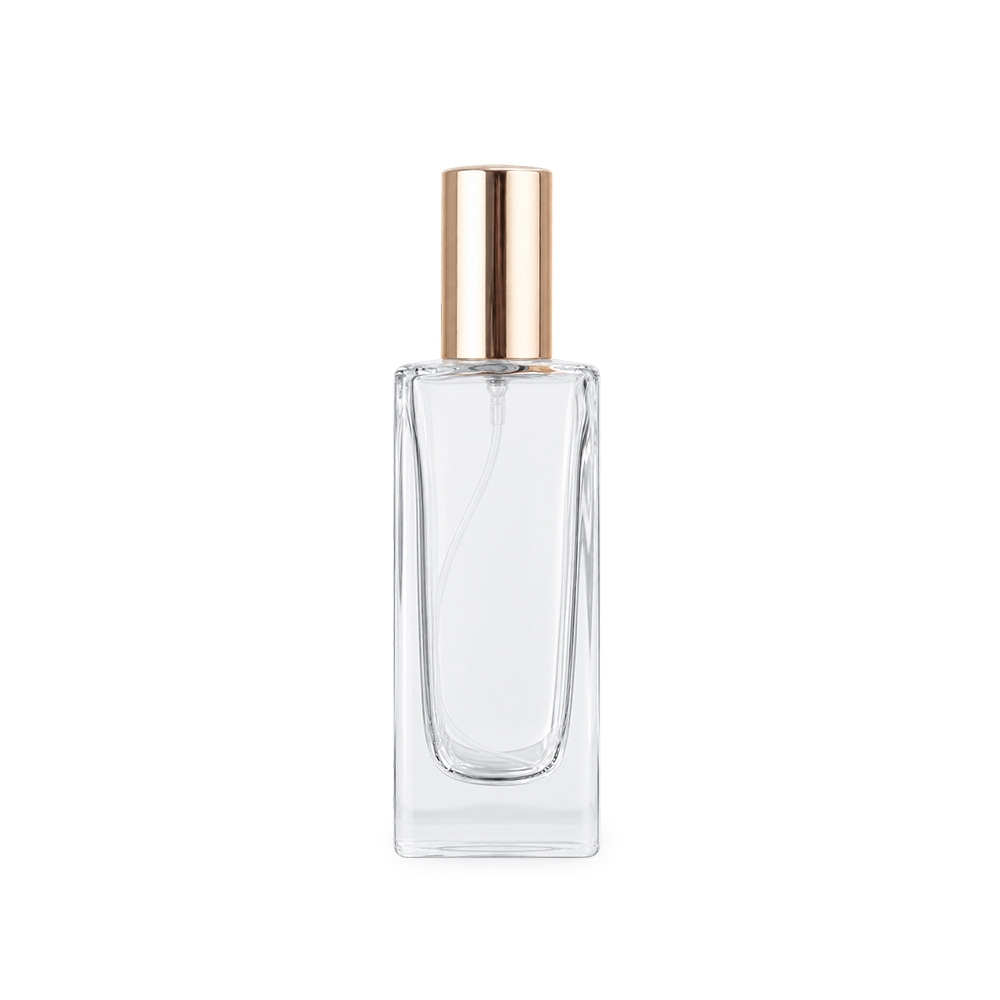 Frasco de vidro 30 ml na cor Dourado / Transparente, personalizado com a logo da empresa