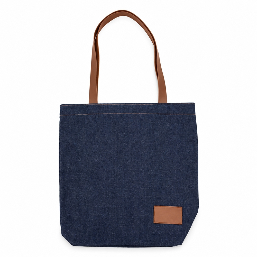 Sacola de jeans na cor Azul, personalizada com a logo da empresa