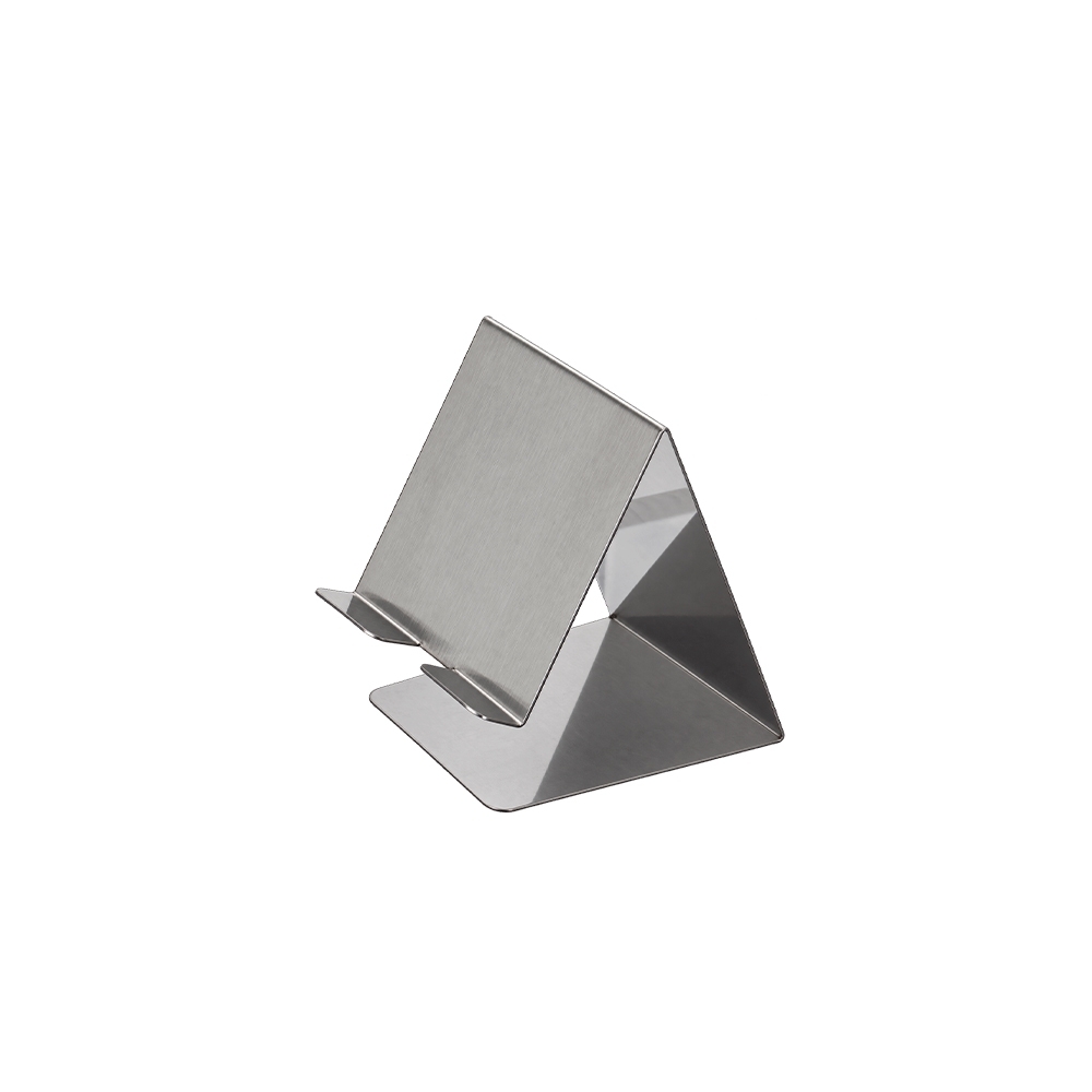 Suporte celular inox na cor Inox, personalizado com a logo da empresa