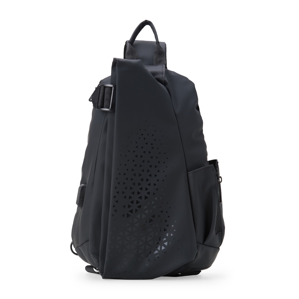 Mochila de ombro USB 10 litros com 3 compartimentos na cor Preto, personalizada com a logo da empresa