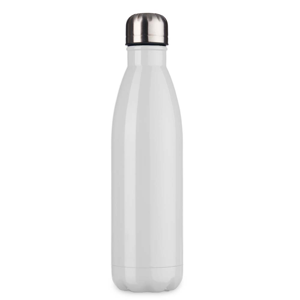Garrafa 750 ml inox personalizada com a logo da empresa, na cor branco / inox