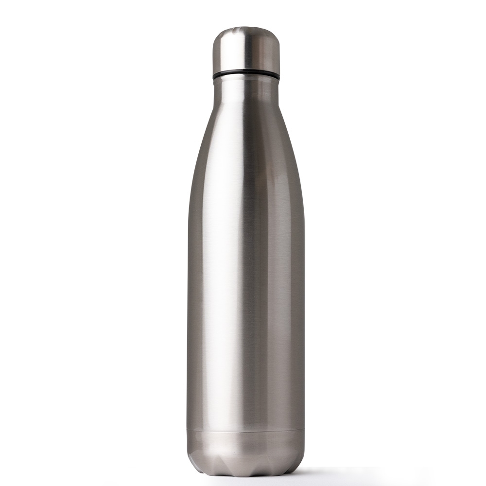 Garrafa 750 ml inox personalizada com a logo da empresa, na cor inox