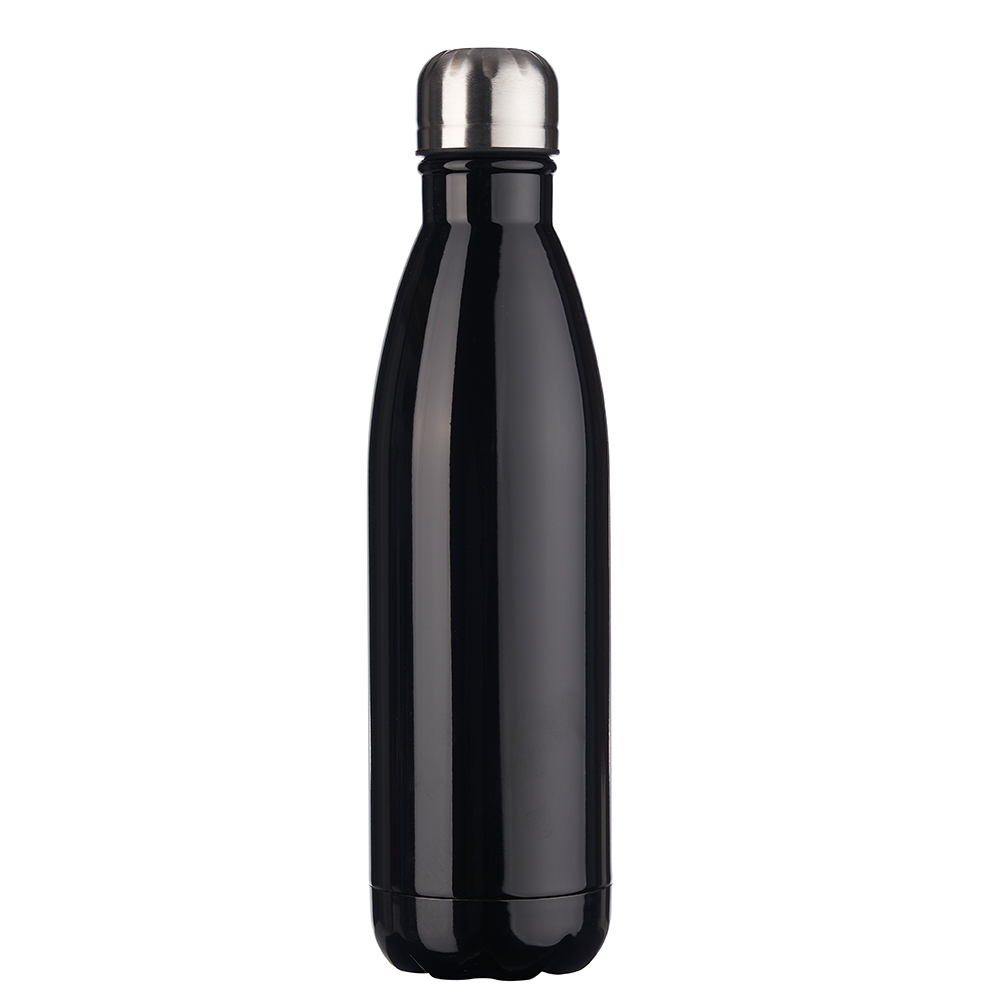 Garrafa 750 ml inox na cor Preto / Inox, personalizada com a logo da empresa