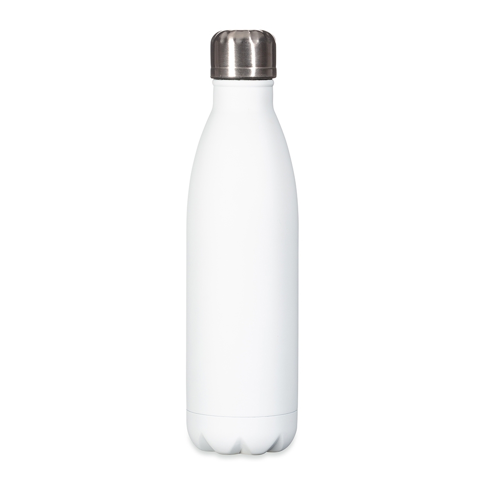 Garrafa 750 ml inox com pintura fosca personalizada com a logo da empresa, na cor branco / inox
