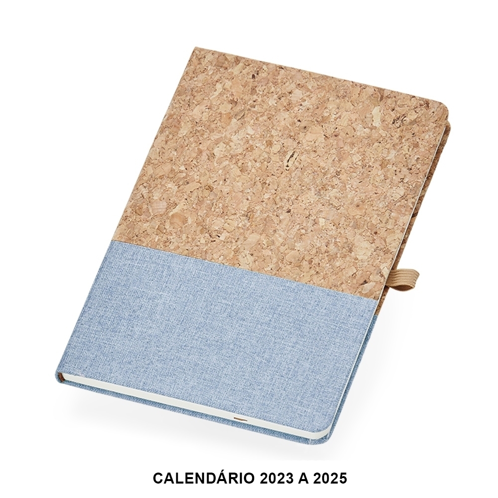 Caderneta A5 cortiça pautada com porta-caneta personalizada com a logo da empresa
