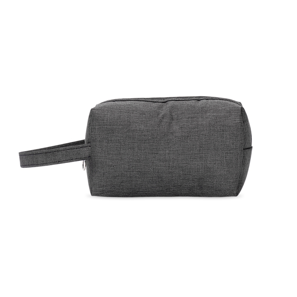 Nécessaire de nylon impermeável (10,5 x 19 x 9 cm) na cor Preto, personalizada com a logo da empresa