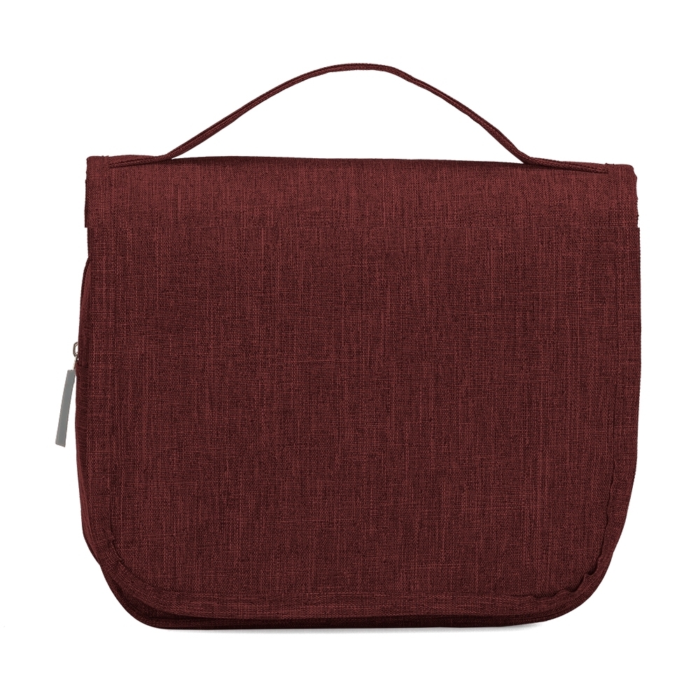 Nécessaire de nylon oxford com visor personalizada com a logo da empresa, na cor vermelho