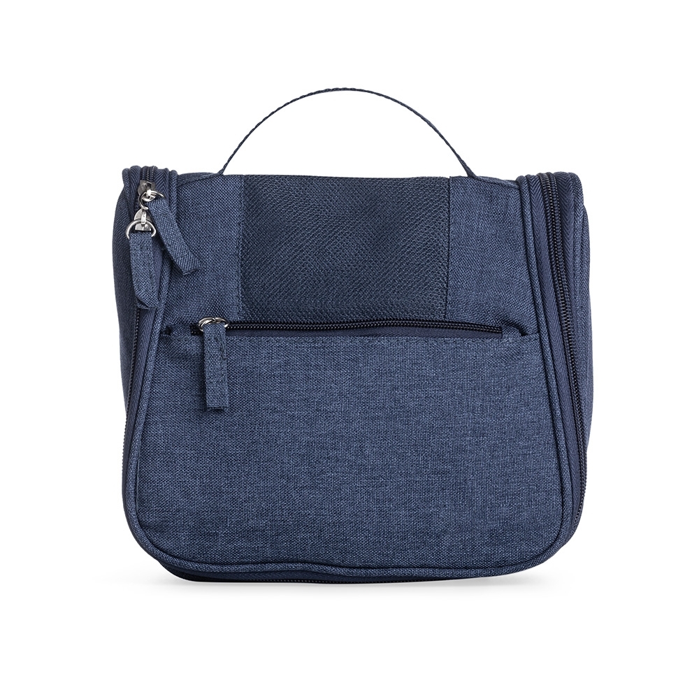 Necessaire organizadora de nylon com bolso frontal personalizada com a logo da empresa