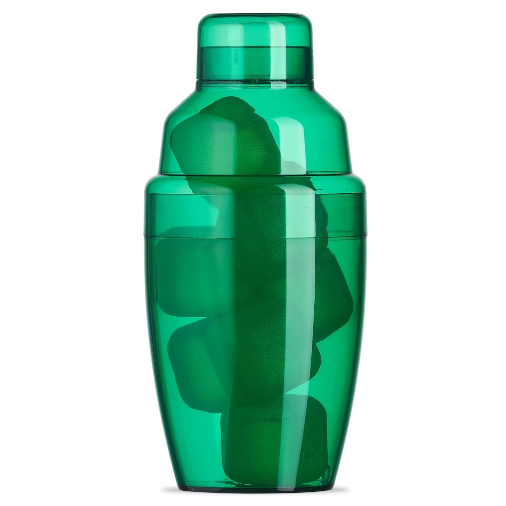 Coqueteleira plástica com gelo ecológico 230 ml na cor Verde, personalizada com a logo da empresa