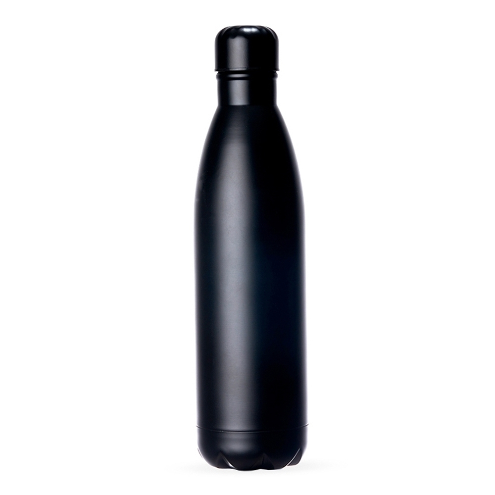 Garrafa térmica 780 ml de inox com tampa em relevo na cor Preto, personalizada com a logo da empresa