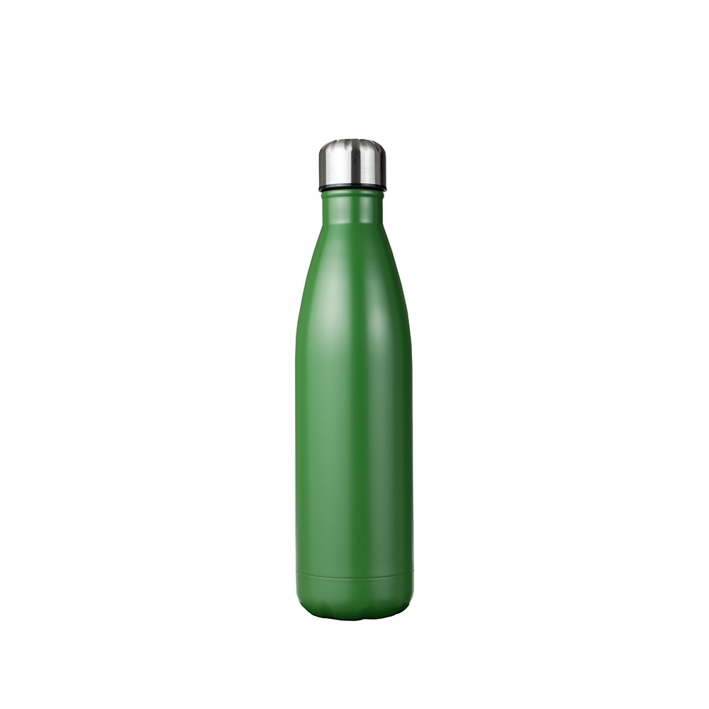 Garrafa térmica 780 ml de inox com tampa em relevo personalizada com a logo da empresa, na cor verde