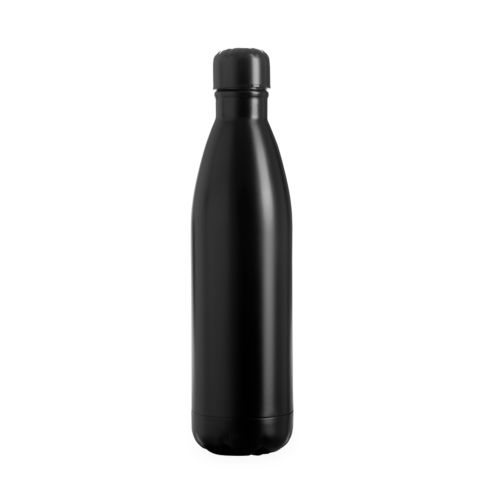 Garrafa térmica 780 ml de inox com tampa pintada na cor Preto, personalizada com a logo da empresa