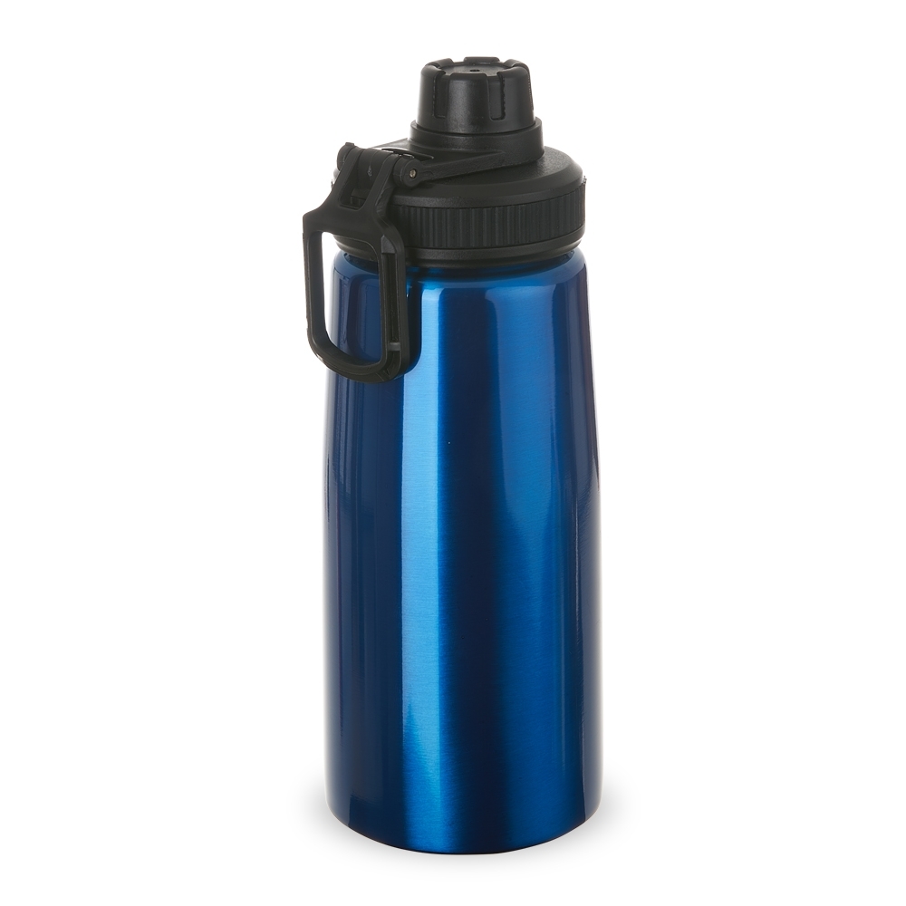 Squeeze 750 ml inox brilhante com alça e tampa protetora personalizado com a logo da empresa
