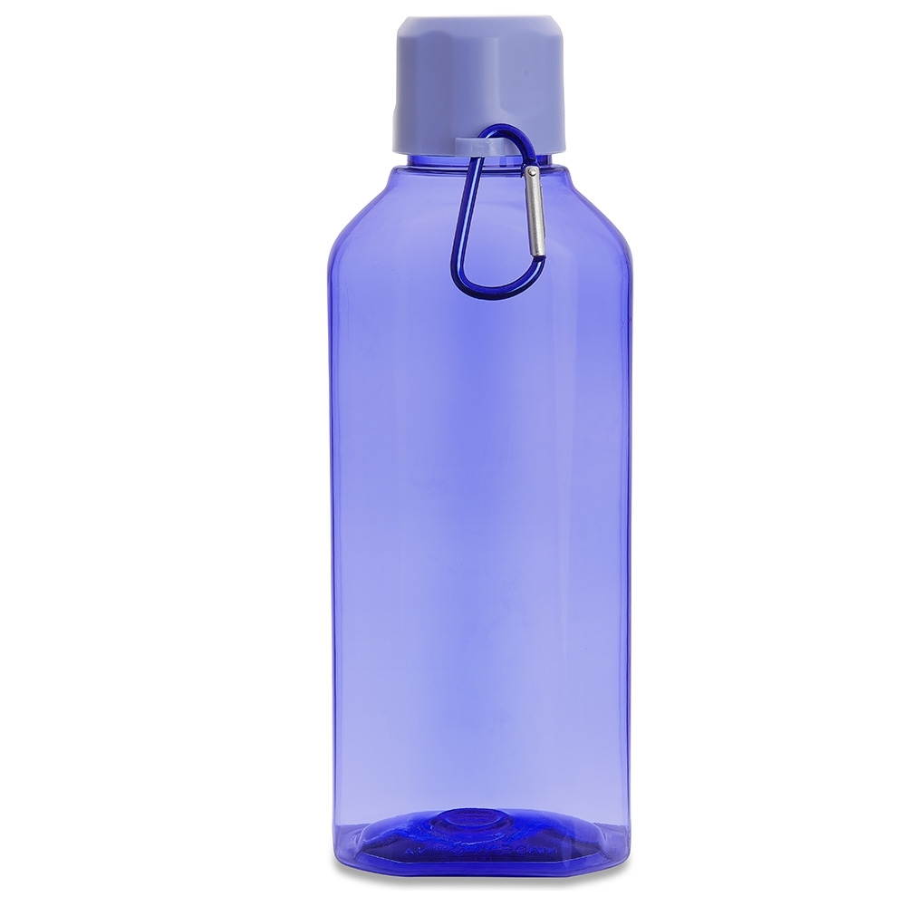 Garrafa plástica 730 ml com mosquetão na cor Azul, personalizada com a logo da empresa