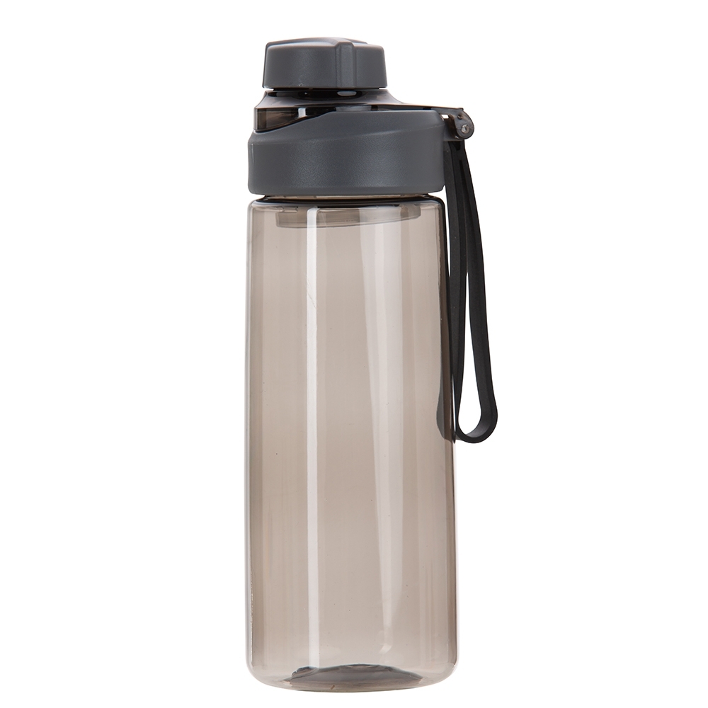 Squeeze plástica 700 ml com alça na cor Fumê, personalizado com a logo da empresa