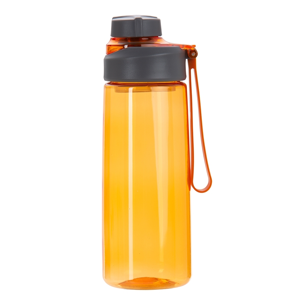 Squeeze plástica 700 ml com alça personalizado com a logo da empresa, na cor laranja