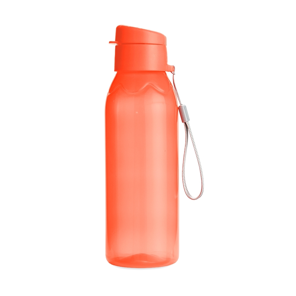 Squeeze plástica 700 ml sem BPA personalizado com a logo da empresa, na cor laranja