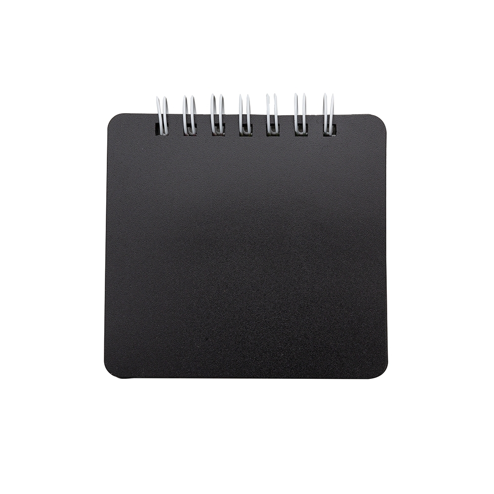 Bloco de anotação com auto-adesivo e espiral na cor Preto, personalizado com a logo da empresa