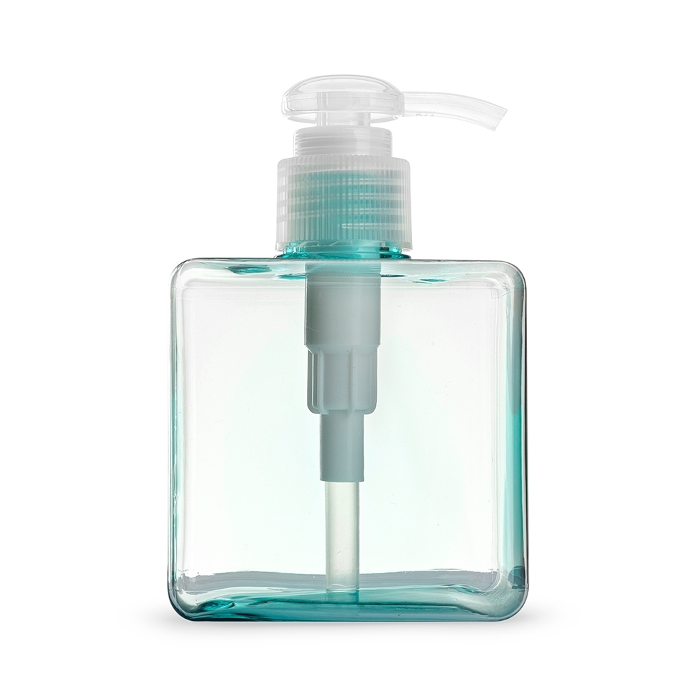 Frasco quadrado 280 ml de plástico fosco personalizado com a logo da empresa