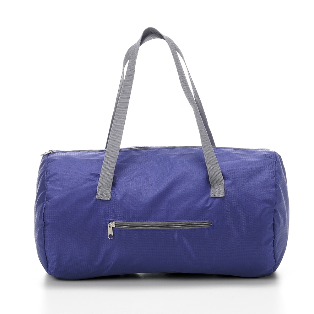Bolsa de poliéster 18 litros impermeável com bolso frontal personalizada com a logo da empresa, na cor azul
