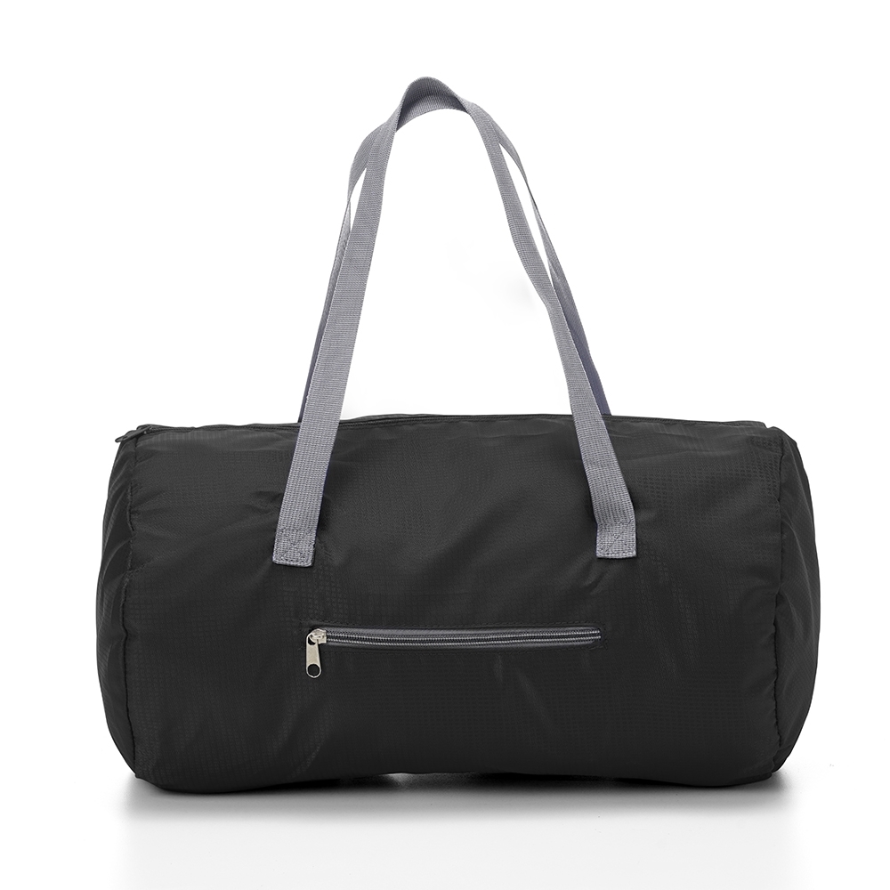 Bolsa de poliéster 18 litros impermeável com bolso frontal na cor Preto, personalizada com a logo da empresa