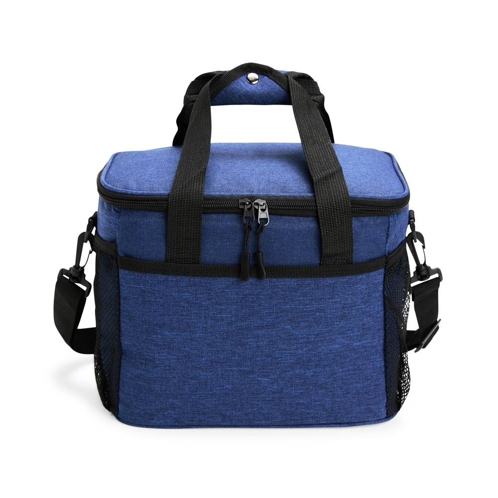 Bolsa térmica 14 litros de nylon com bolso frontal personalizada com a logo da empresa