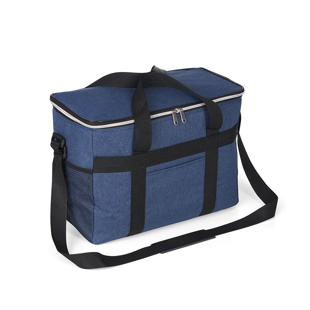 Bolsa térmica 31 litros de poliéster com bolso frontal personalizada com a logo da empresa