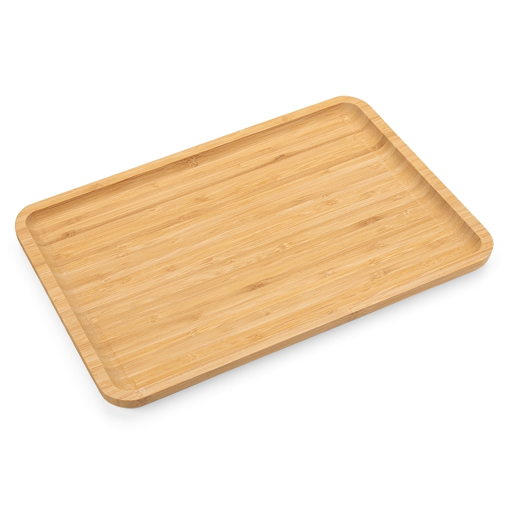 Petisqueira de bambu 36*24cm na cor Madeira, personalizada com a logo da empresa