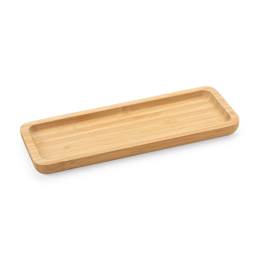Petisqueira retangular de bambu 26*10cm personalizada com a logo da empresa