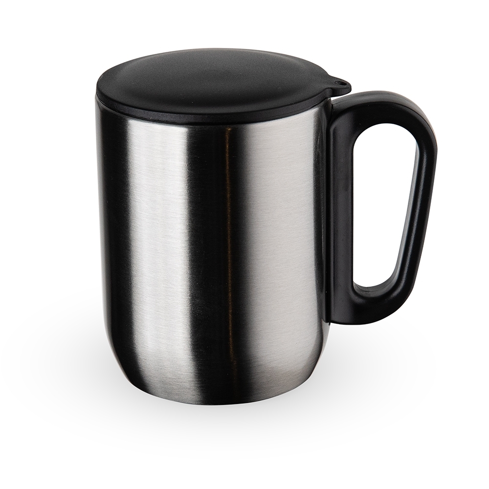 Caneca inox parede dupla 230 ml personalizada com a logo da empresa, na cor inox