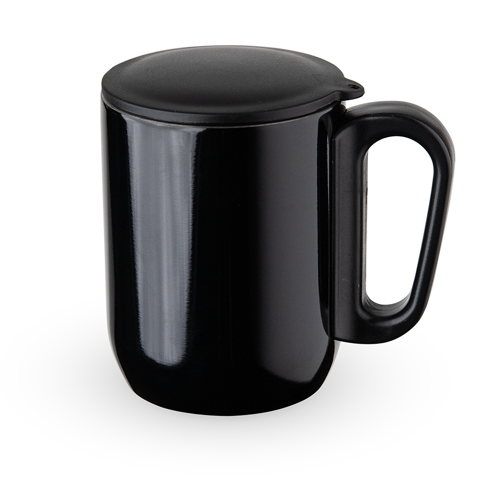 Caneca inox parede dupla 230 ml na cor Preto, personalizada com a logo da empresa