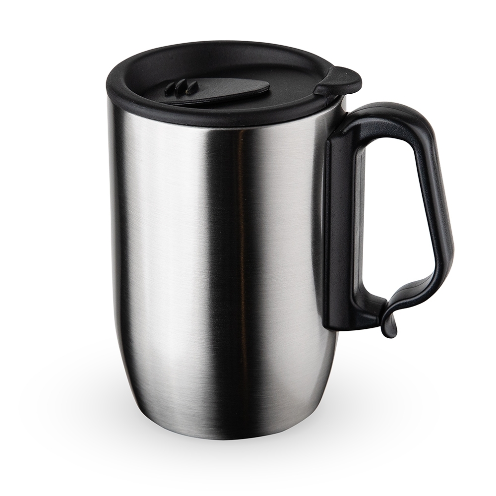 Caneca inox parede dupla 350 ml personalizada com a logo da empresa, na cor inox