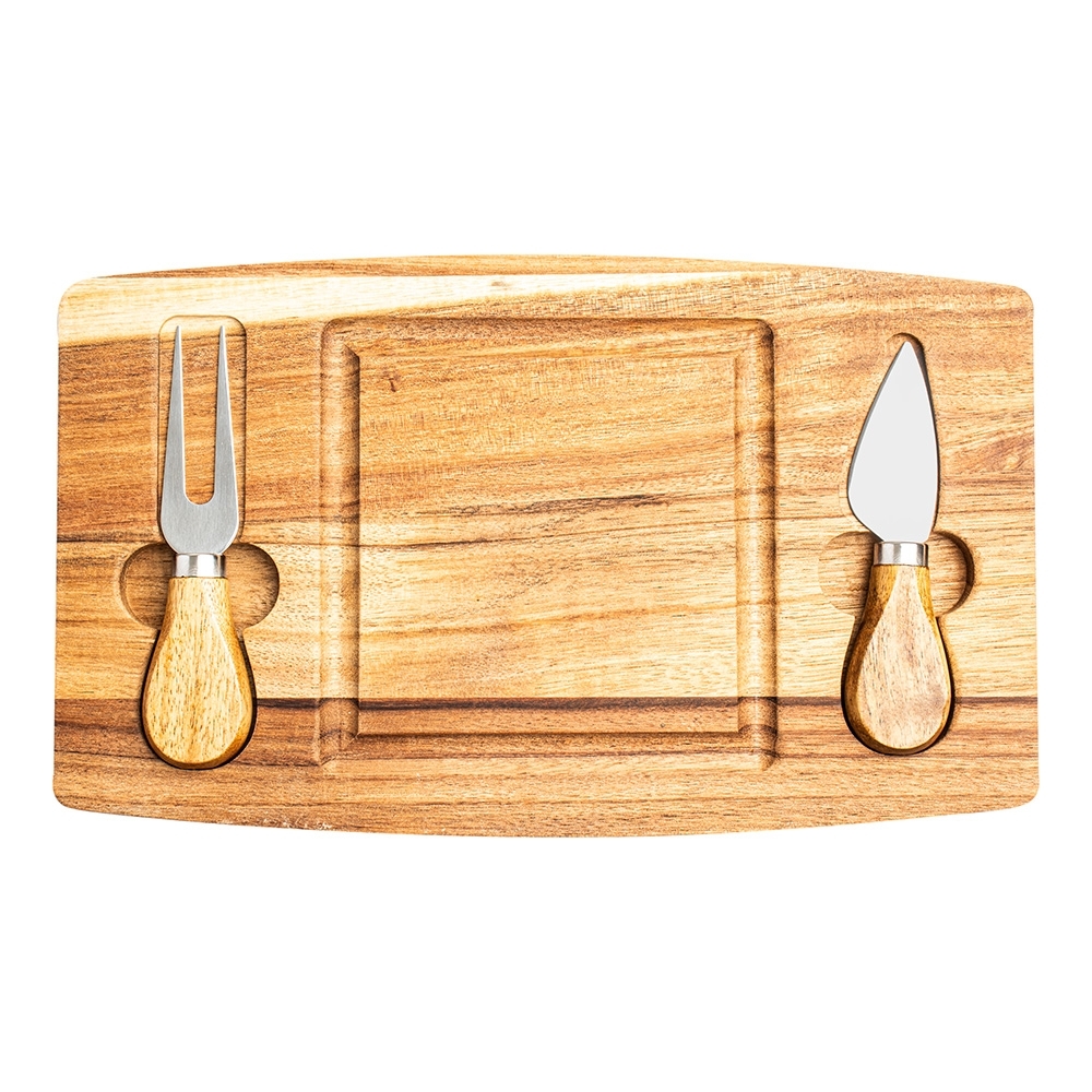 Kit queijo 2 peças + tábua quadrada personalizado com a logo da empresa