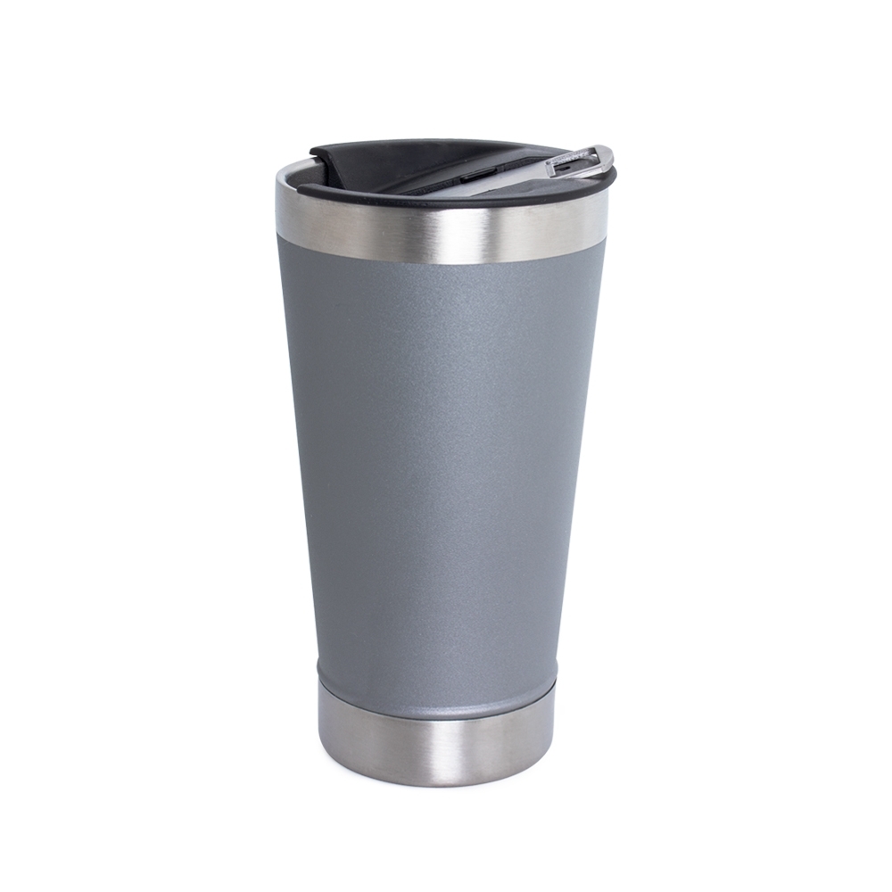 Copo térmico 500 ml de inox sem BPA personalizado com a logo da empresa, na cor cinza