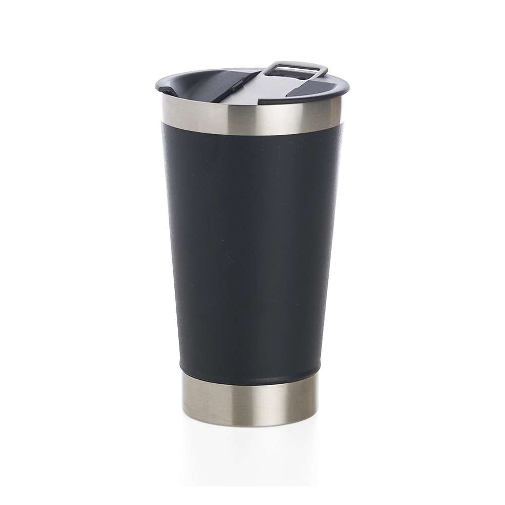 Copo térmico 500 ml de inox sem BPA na cor Preto / Inox, personalizado com a logo da empresa
