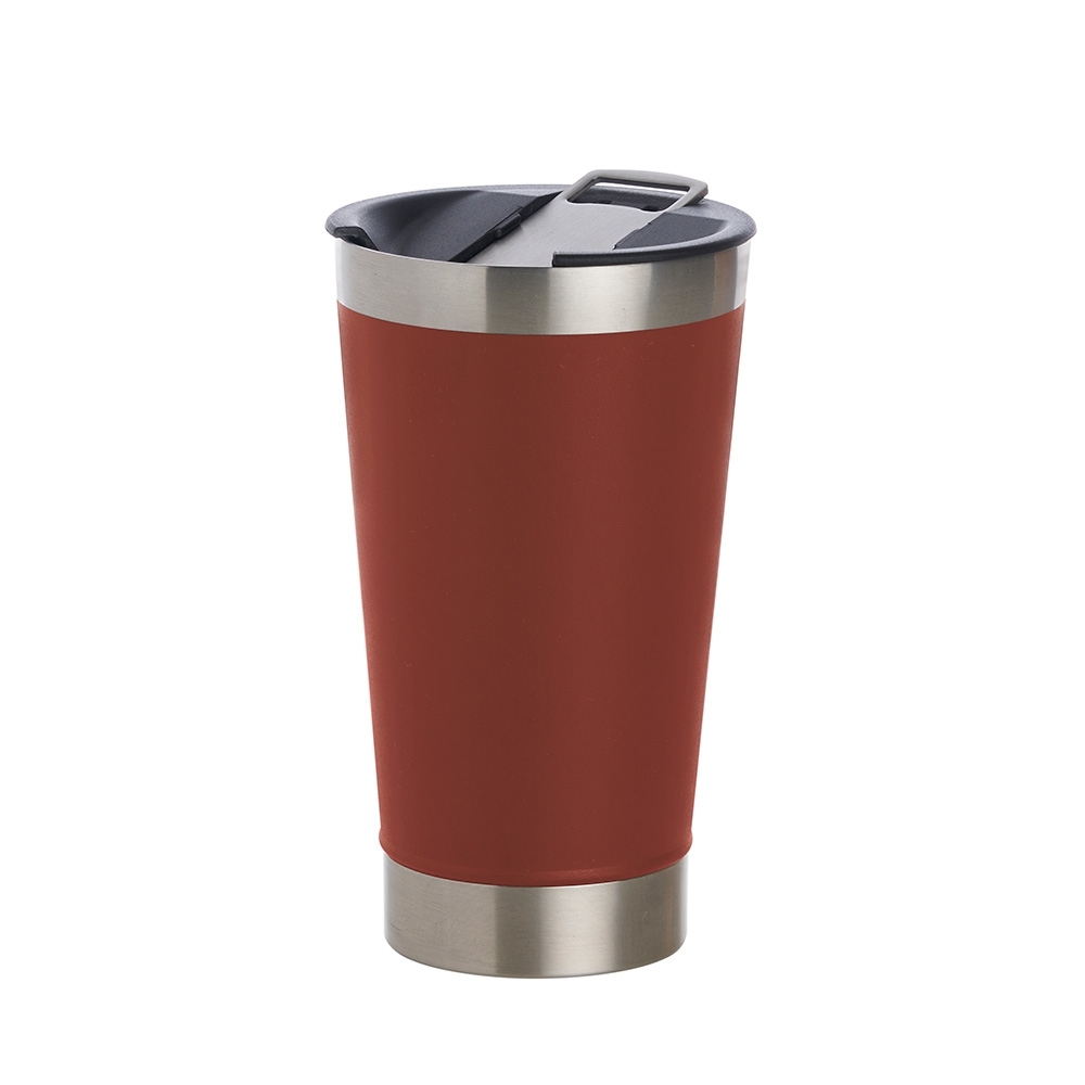 Copo térmico 500 ml de inox sem BPA personalizado com a logo da empresa, na cor vermelho / inox