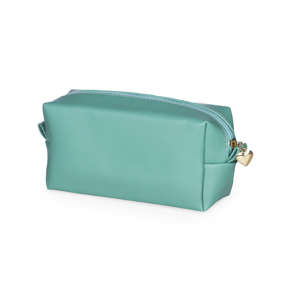 Necessaire impermeável em PU personalizada com a logo da empresa, na cor verde