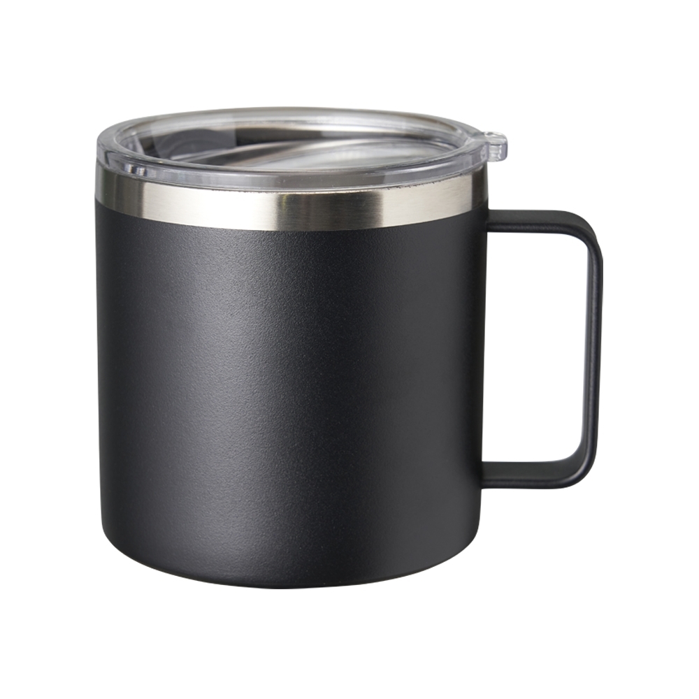 Caneca térmica 450 ml de inox na cor Preto, personalizada com a logo da empresa