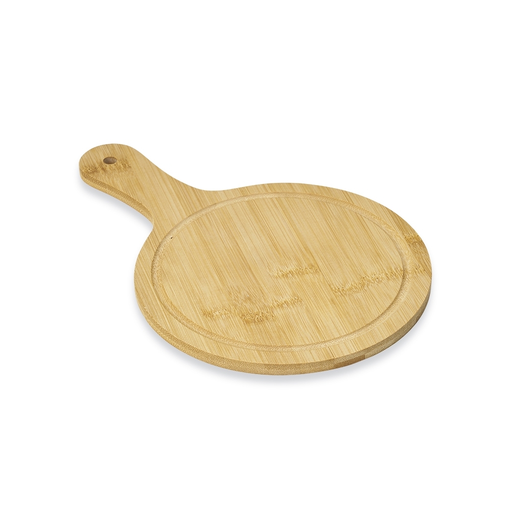 Tábua redonda pequena de bambu personalizada com a logo da empresa