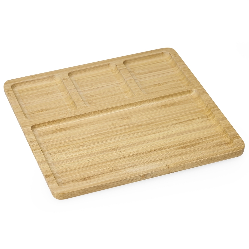 Petisqueira quadrada de bambu personalizada com a logo da empresa
