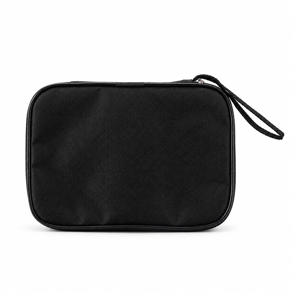 Estojo organizador poliéster impermeável com divisórias na cor Preto, personalizado com a logo da empresa