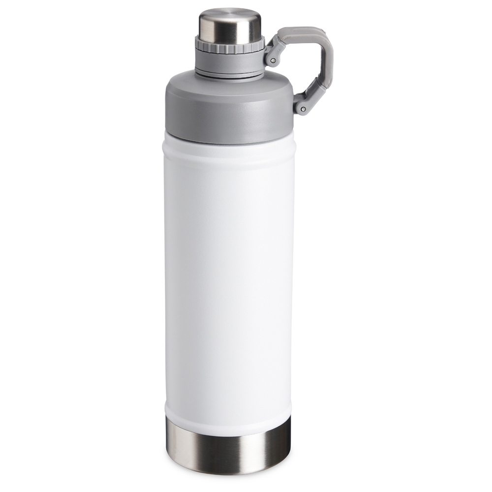 Garrafa térmica 700 ml de inox com bocal e tampa protetora com alça personalizada com a logo da empresa