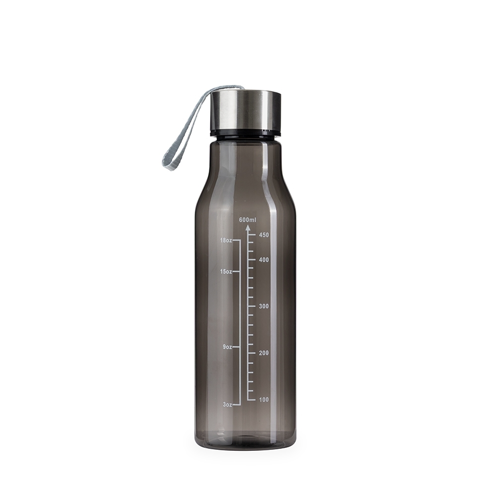 Garrafa plástica 615 ml com alça na cor Fumê, personalizada com a logo da empresa