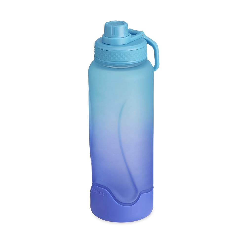 Squeeze plástico 1,1 litro personalizado com a logo da empresa, na cor azul claro