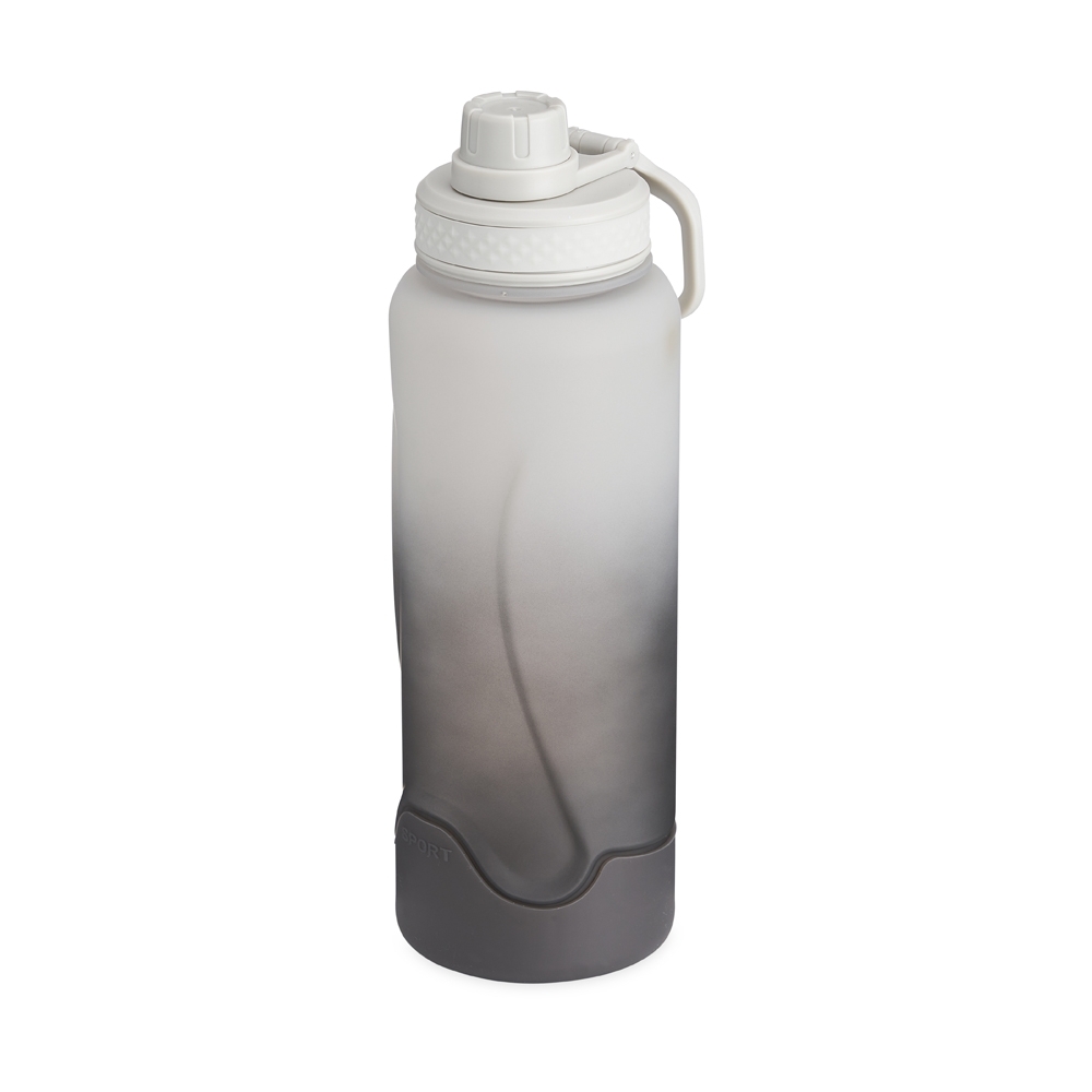 Squeeze plástico 1,1 litro na cor Cinza / Branco, personalizado com a logo da empresa
